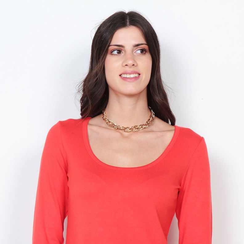Polera Manga Larga Solida Escote Redondo-1