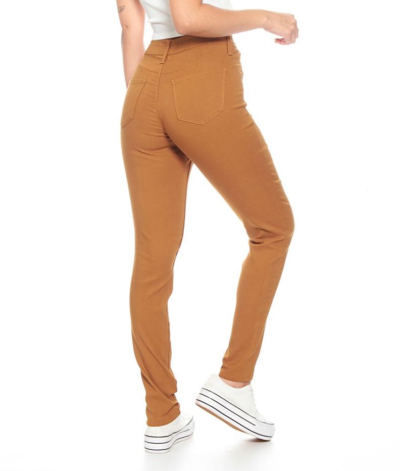 Pantalon Pitillo Tiro Alto Skinny Color Pretina Basica Un Boton-1