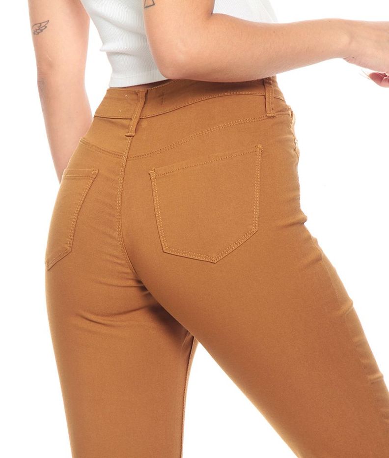 Pantalon Pitillo Tiro Alto Skinny Color Pretina Basica Un Boton-9