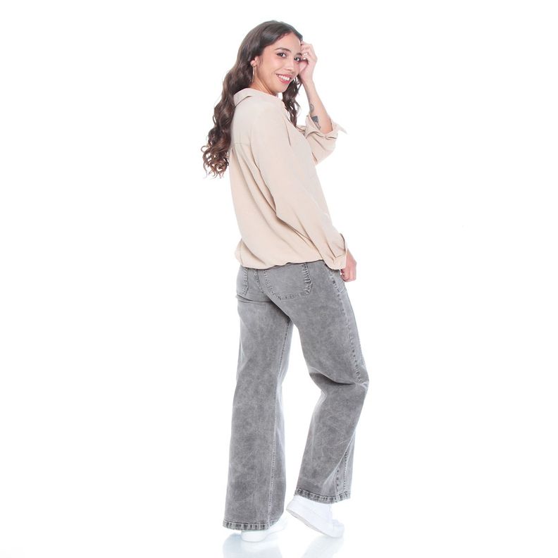 Blusa Manga Larga Solida Con Cintura Ajustable Y Bolsillos-4