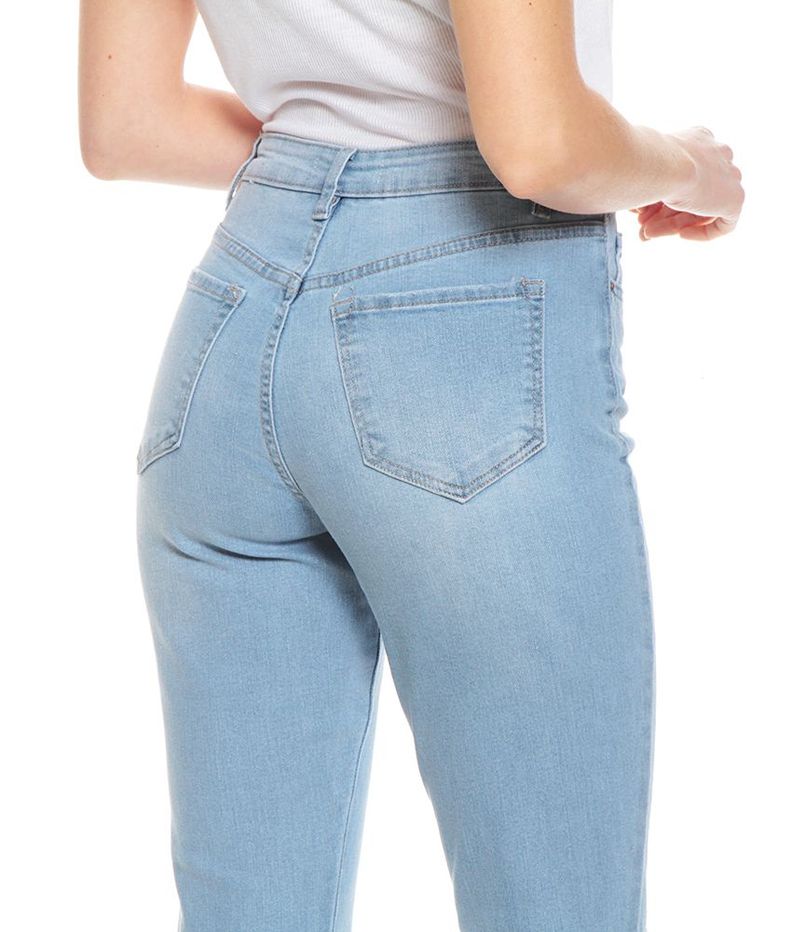 Jeans Basico Crop Tiro Alto Pretina Basica Un Boton Roturas-8
