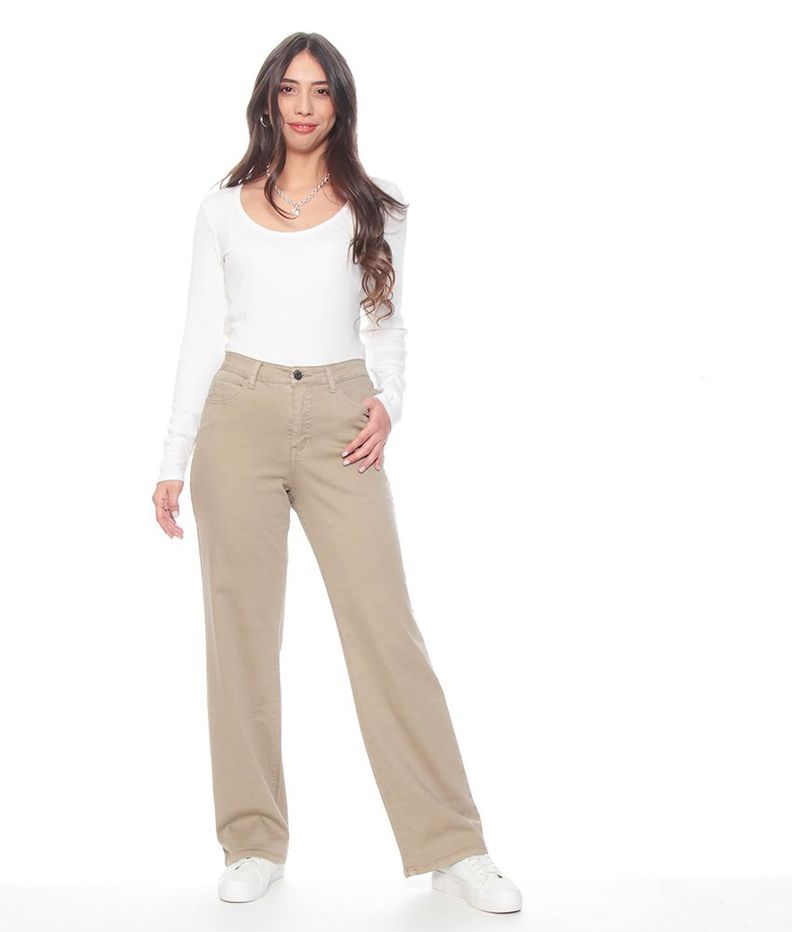 Pantalon Recto Tiro Alto Pretina Basica 1 Boton-1