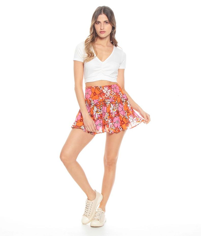 Falda Short Corta Estampada Pretina Ancha Elasticada-3