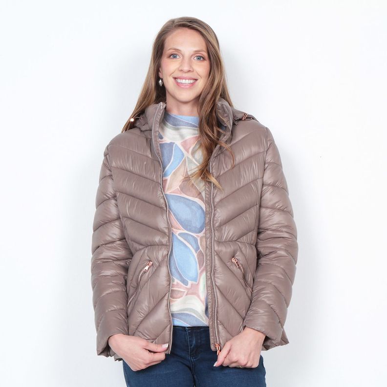 Parka Manga Larga Con Capucha Solido-0