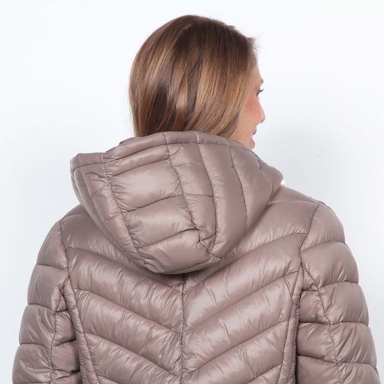 Parka Manga Larga Con Capucha Solido-1