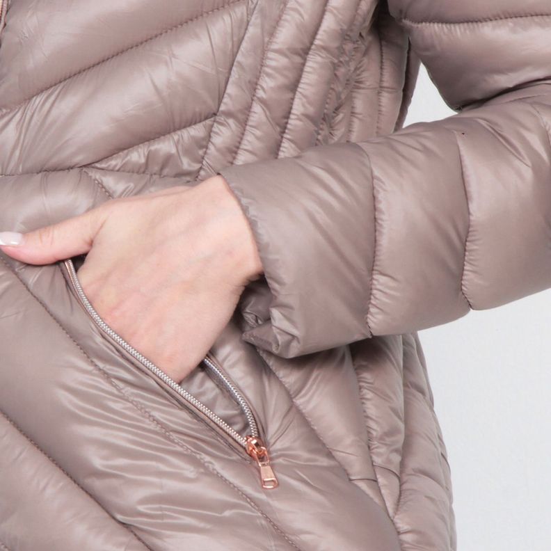 Parka Manga Larga Con Capucha Solido-2