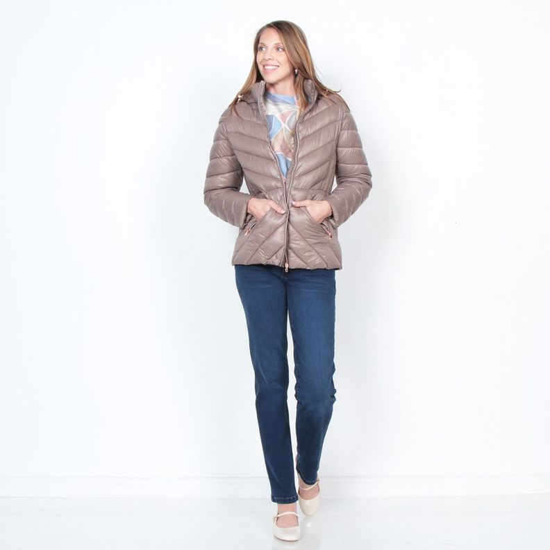 Parka Manga Larga Con Capucha Solido-5