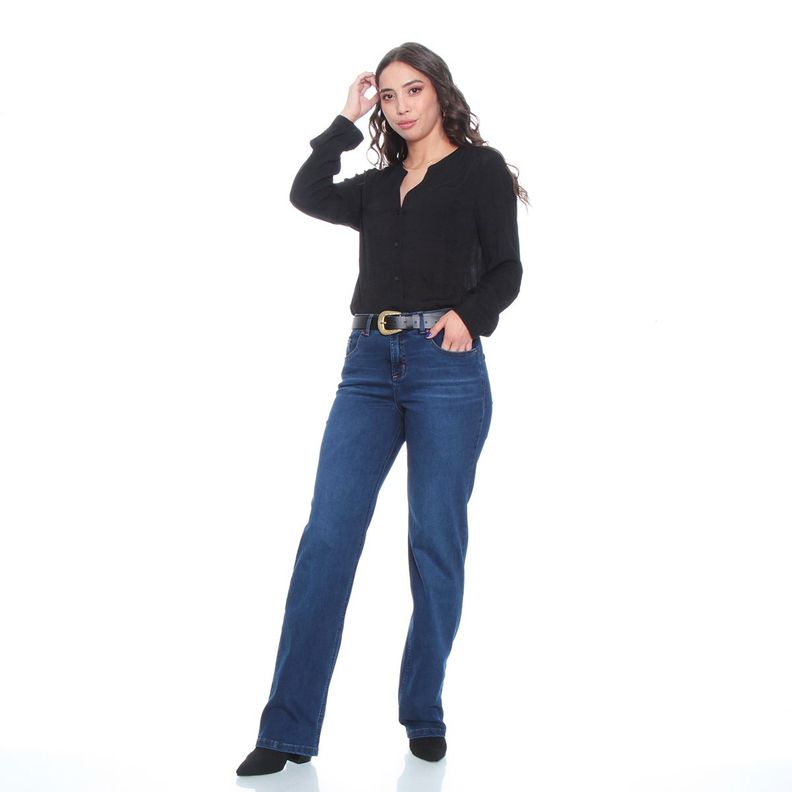 Jeans Recto  Tiro Alto Push Up Pretina 1 Boton-5