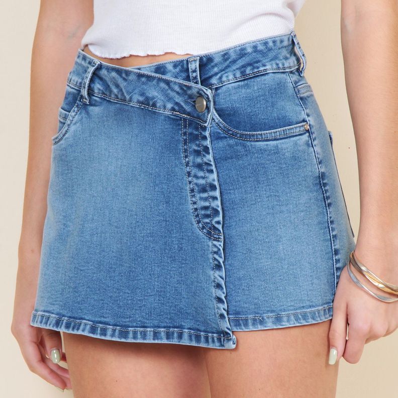 Falda Pantalon Tiro Medio Pretina Basica Un Boton-2