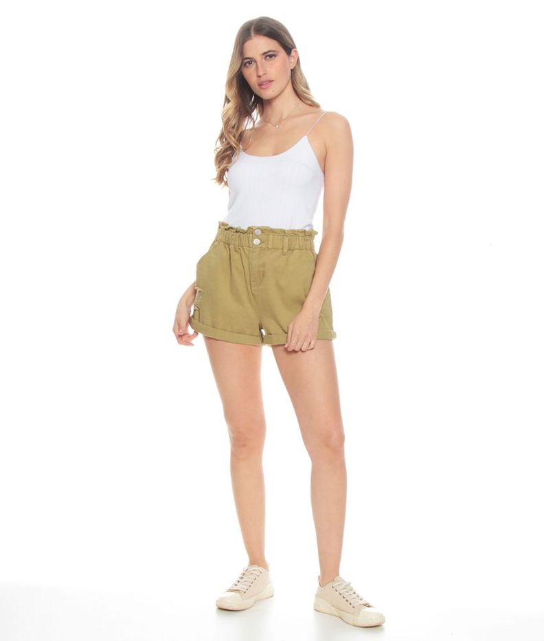 Short Color Pretina Interna Elasticada Dos Botones Roturas-5