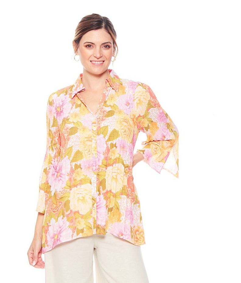 Blusa Plisada M 3/4 Estampada