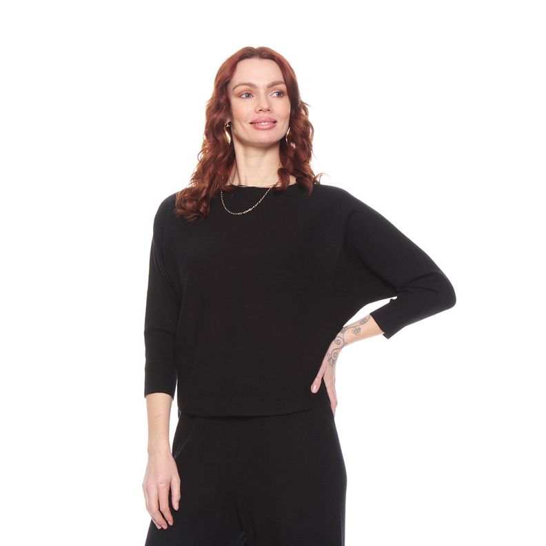 Conjunto Sweater M 3/4 Escote Redondo Y Pantalon Solido-4