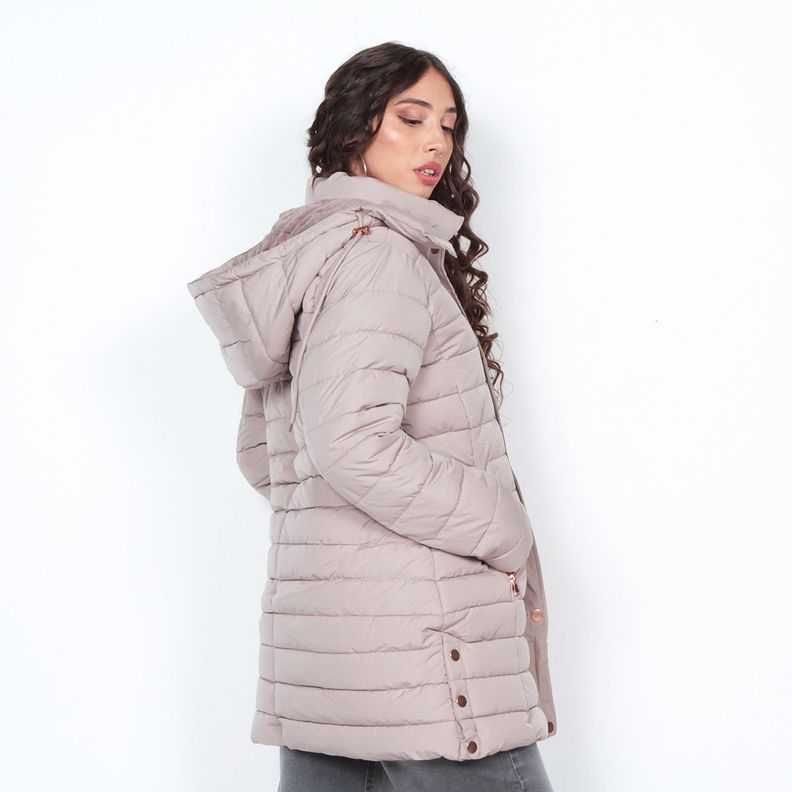 Parka Larga Manga Larga Con Capucha Solida-8