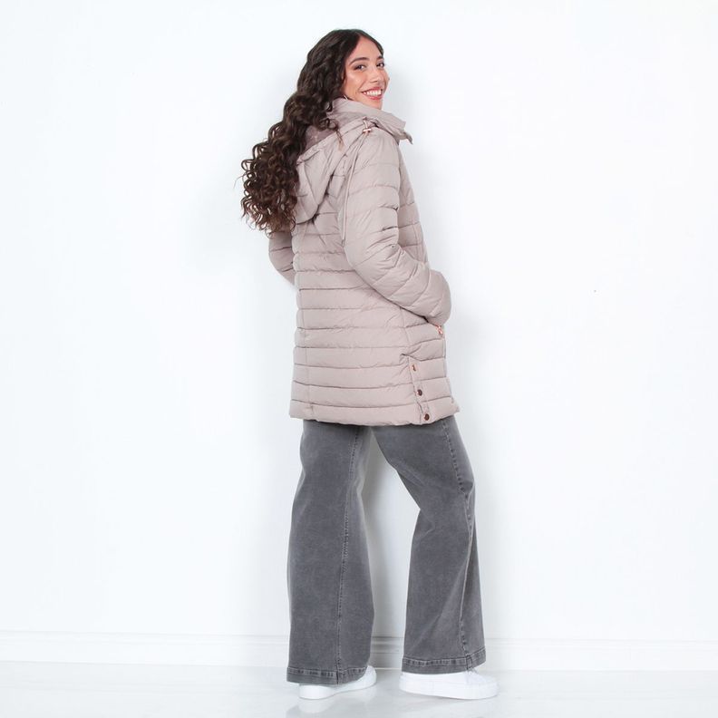 Parka Larga Manga Larga Con Capucha Solida-9