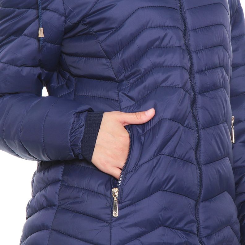 Parka Manga Larga Solido Con Capucha Y Piel Sintetica-3