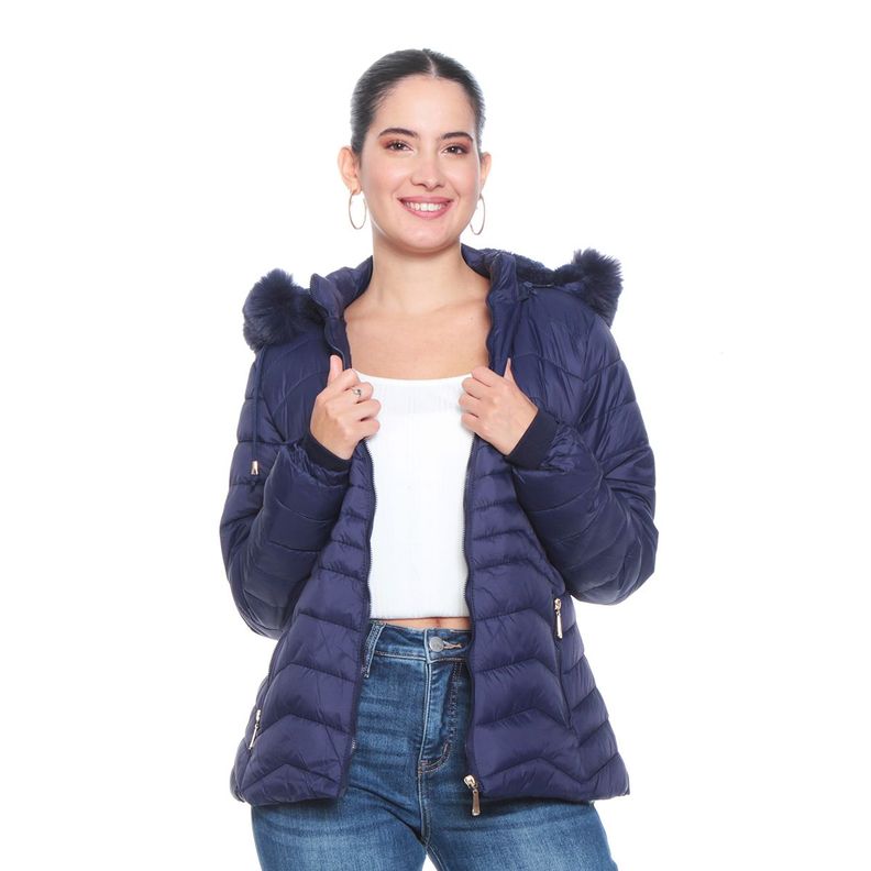 Parka Manga Larga Solido Con Capucha Y Piel Sintetica-4