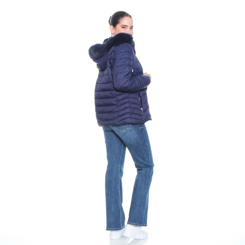Parka Manga Larga Solido Con Capucha Y Piel Sintetica-9