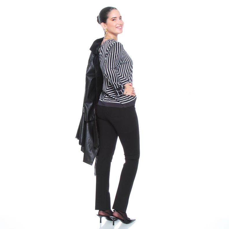 Blusa Manga Larga Listada Escote Redondo-7