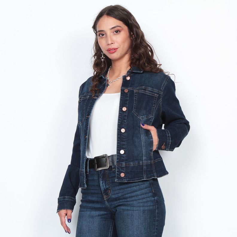Chaqueta Manga Larga  Denim Con  Bolsillos-0