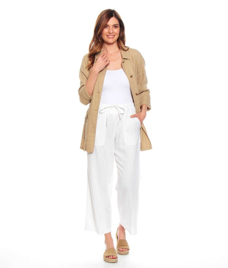 Pantalon Solido Palazzo  Pretina Elasticada Con Lazo Ajustable-4