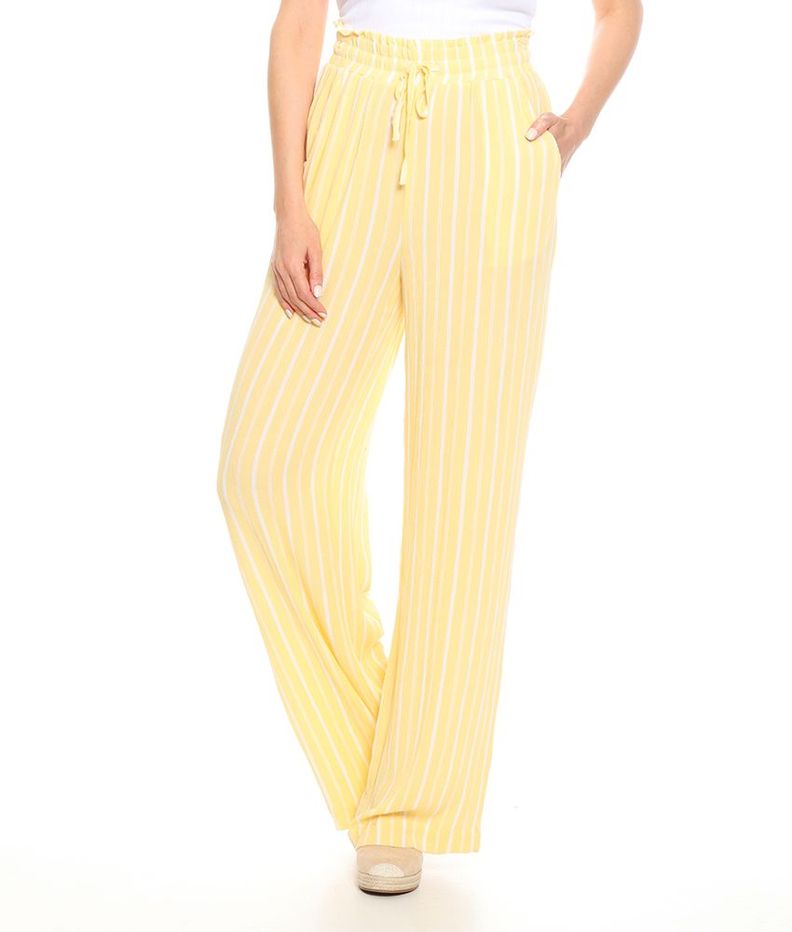 Pantalon Palazzo Listado Bolsillos  Delantero Pretina Ajustable-0