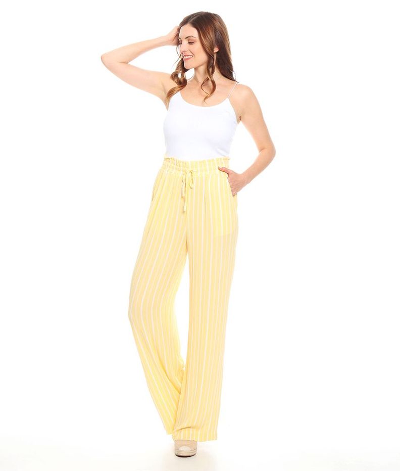 Pantalon Palazzo Listado Bolsillos  Delantero Pretina Ajustable-3