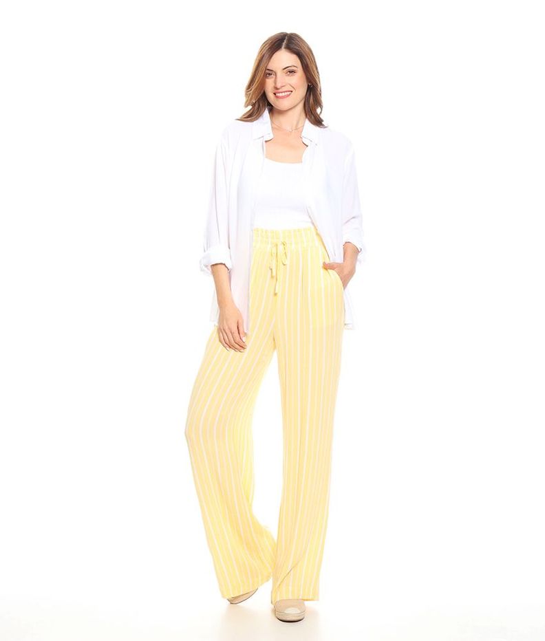 Pantalon Palazzo Listado Bolsillos  Delantero Pretina Ajustable-4