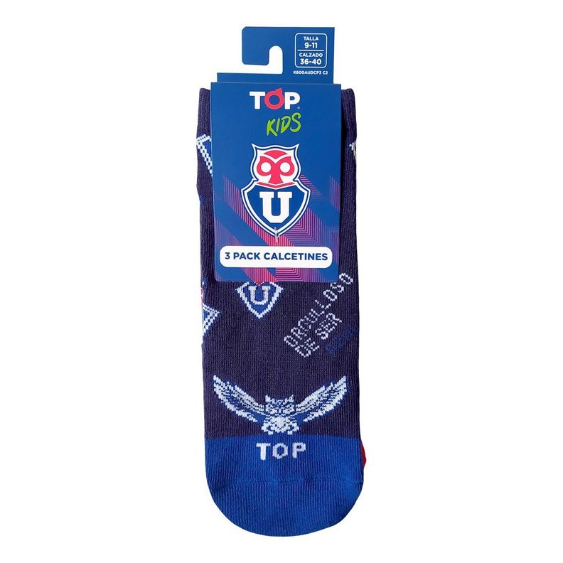 Calcetines Cortos Algodón Niños Universidad de Chile Pack 3 C2 Top-5