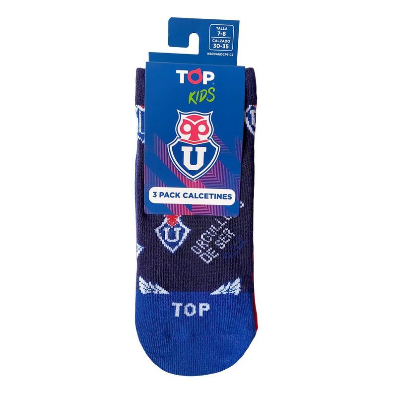 Calcetines Cortos Algodón Niños Universidad de Chile Pack 3 C2 Top-6