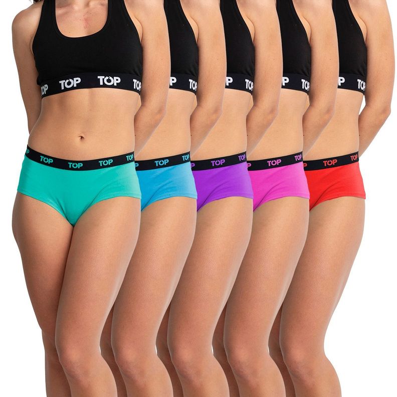 Calzón Pantaletas Algodón Con Elástico Pack 5 Neón C1 TOP-0