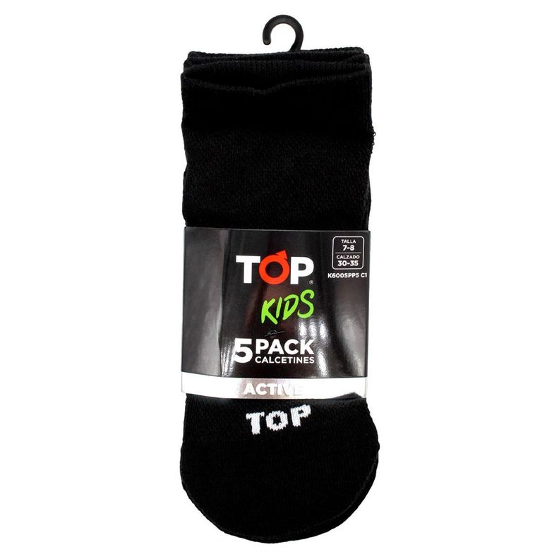 Calcetines Niño Deportivos Tobilleros Negros Pack 5 C1 TOP-2