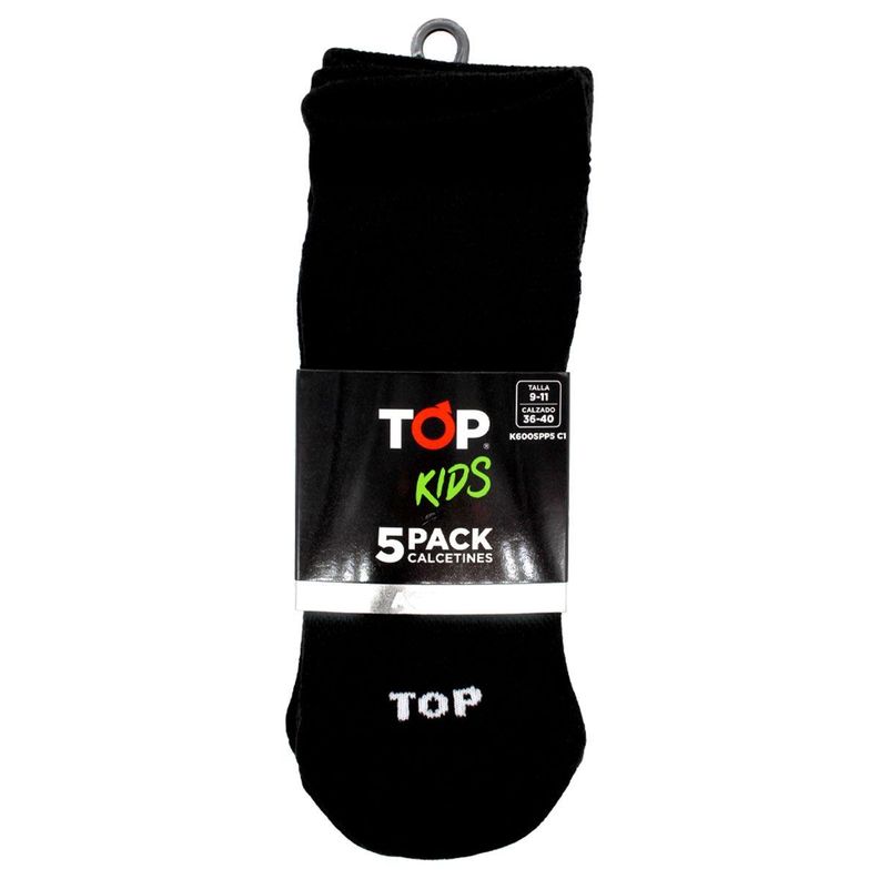 Calcetines Niño Deportivos Tobilleros Negros Pack 5 C1 TOP-4