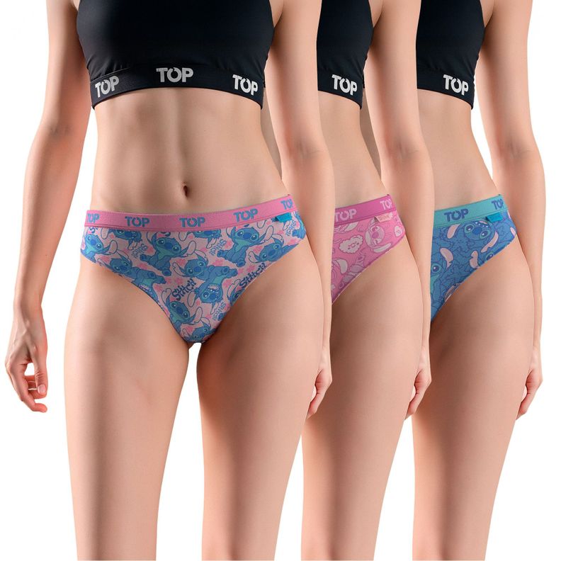 Calzon Bikini Algodon Pack 3 Stitch C2 TOP Surtido XS