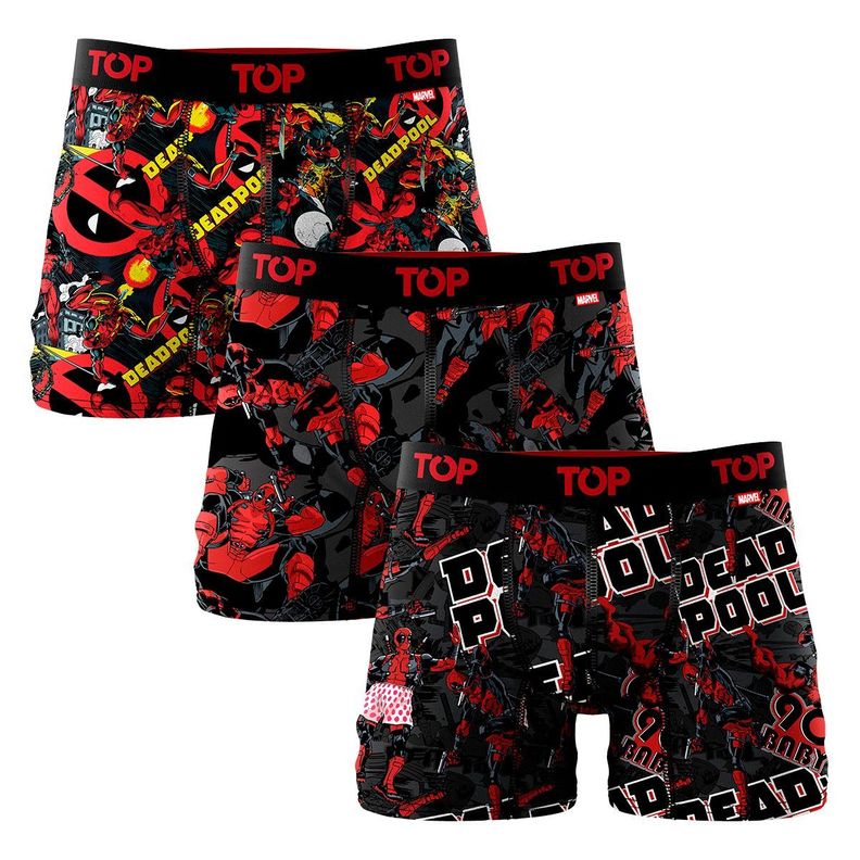 Bóxer Medio Algodón Pack 3 Marvel Deadpool C15 Top-0
