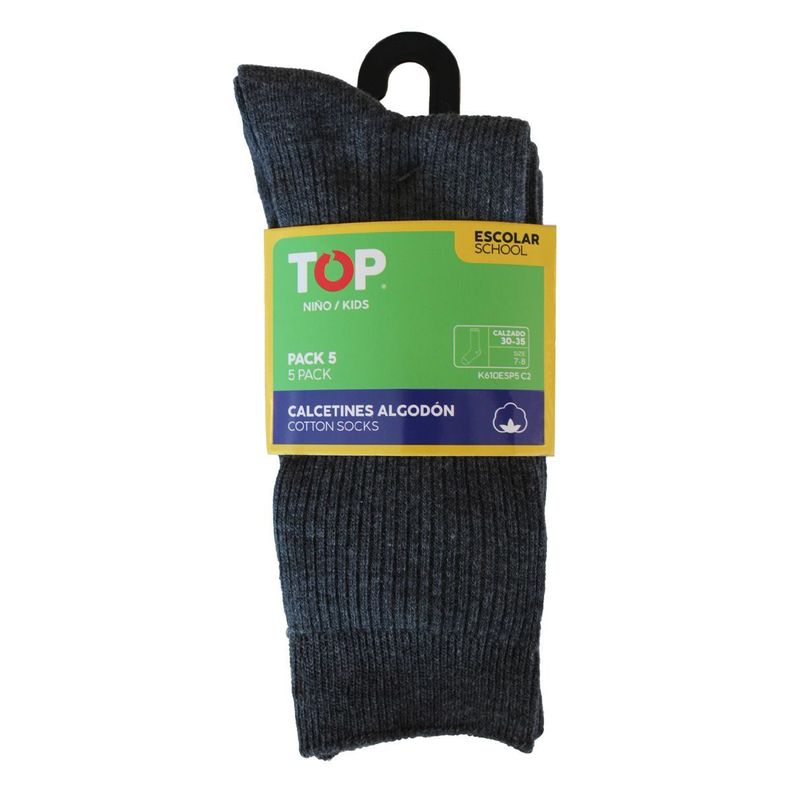 Calcetines Largos Algodón Niños Pack 5 Escolar C2 TOP-3