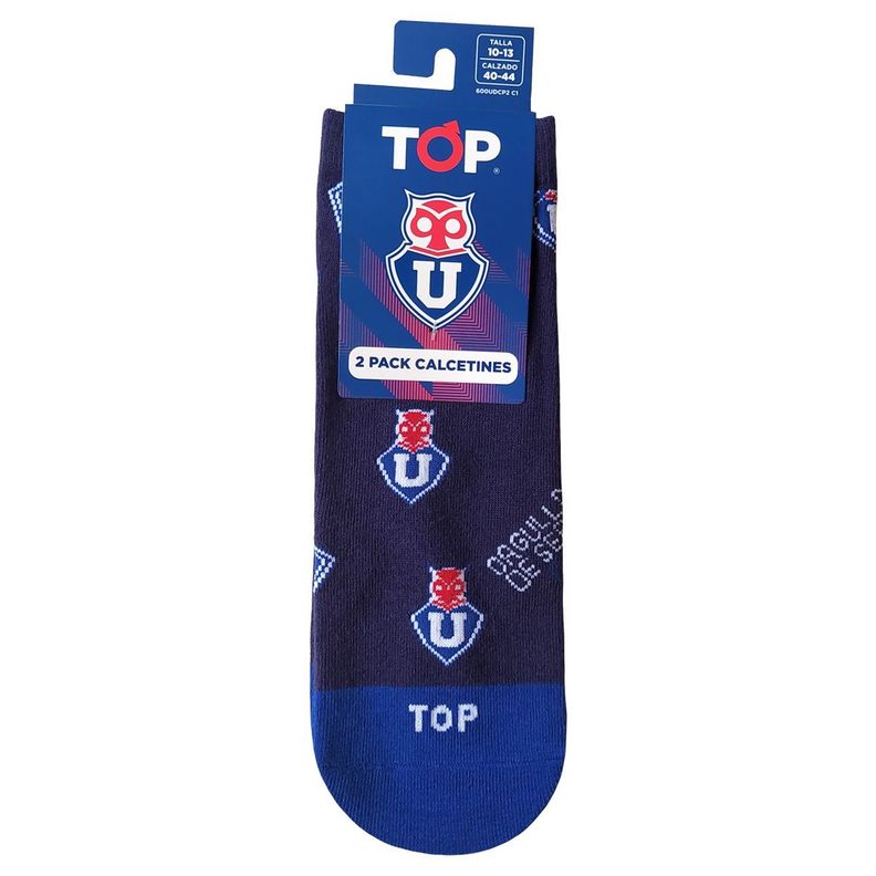 Calcetines Tobilleros Algodón Pack 2 Universidad de Chile C1 Top-4