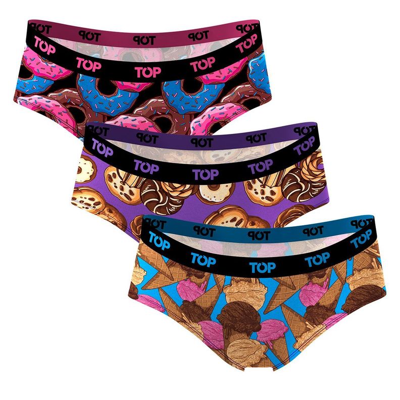 Calzón Pantaletas Algodón Con Elástico Pack 3 Icónicos - Fast Food C2 Top-2