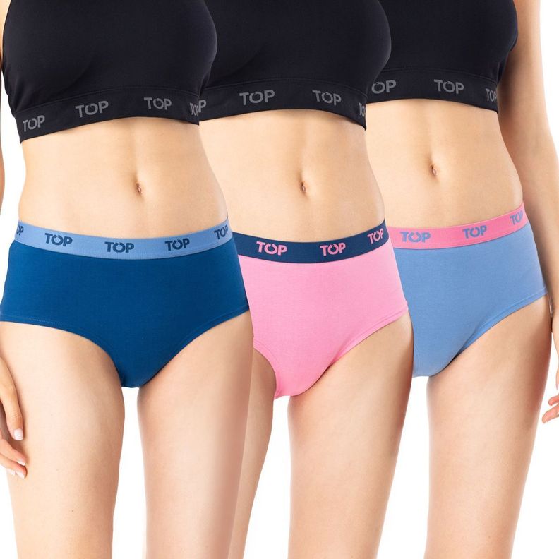 Calzón Pantaletas Algodón Con Elástico Pack 3 C3 Top-0