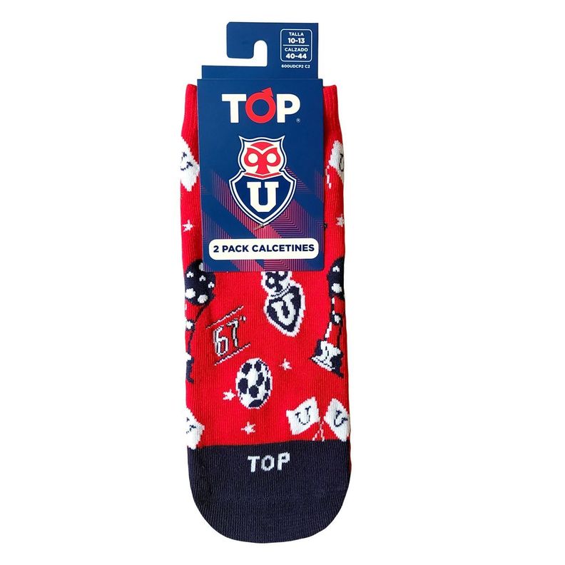 Calcetines Tobilleros Algodón Pack 2 Universidad de Chile C2 Top-4