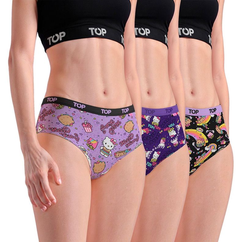 Calzón Pantaletas Algodón Con Elástico Pack 3 Hello Kitty C2 TOP-0