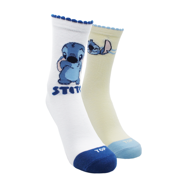 CALCETINES LARGOS NINA ALGODON PACK 2 STITCH C2 TOP