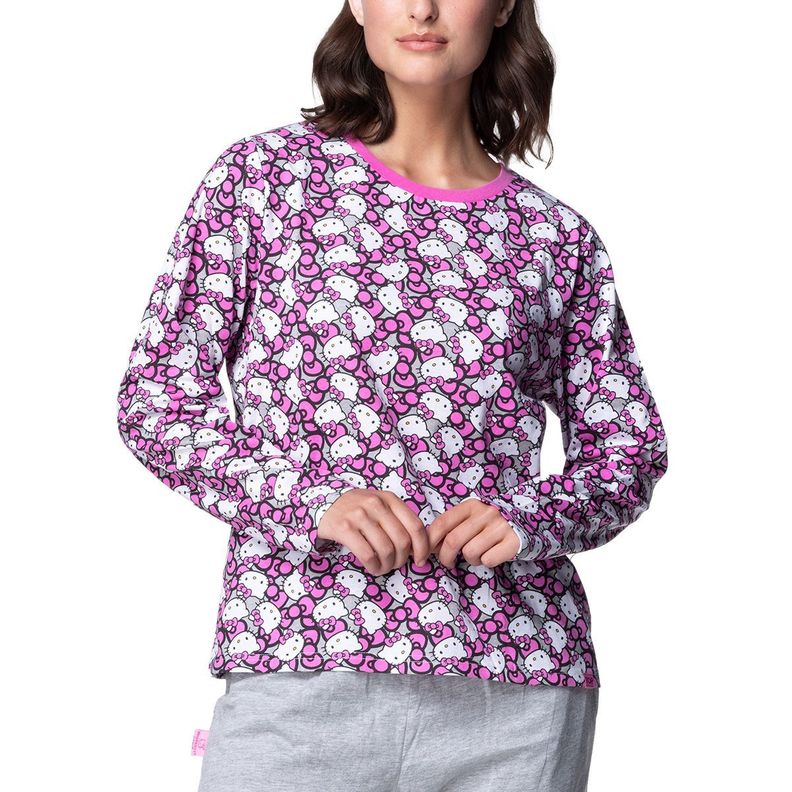 Pijama Largo Mujer Algodón Invierno Hello Kitty C1 TOP-2