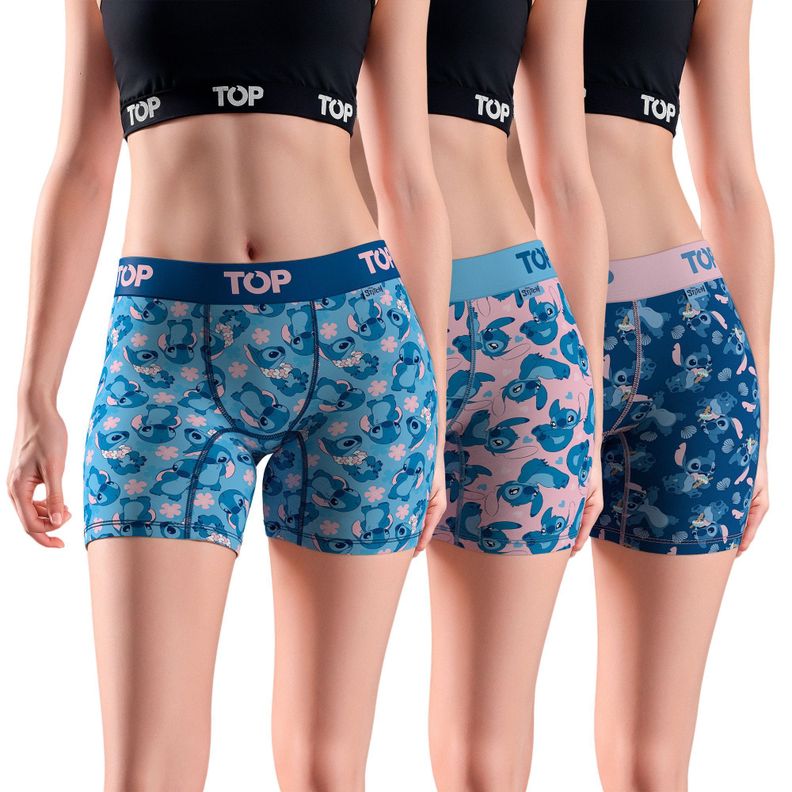 Boxer Medio MUJER Algodon Pack 3 Stitch C4 TOP Surtido XS