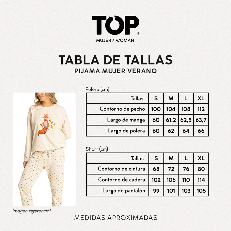 Pijama Largo Algodón Mujer Invierno DC C1 Top-4