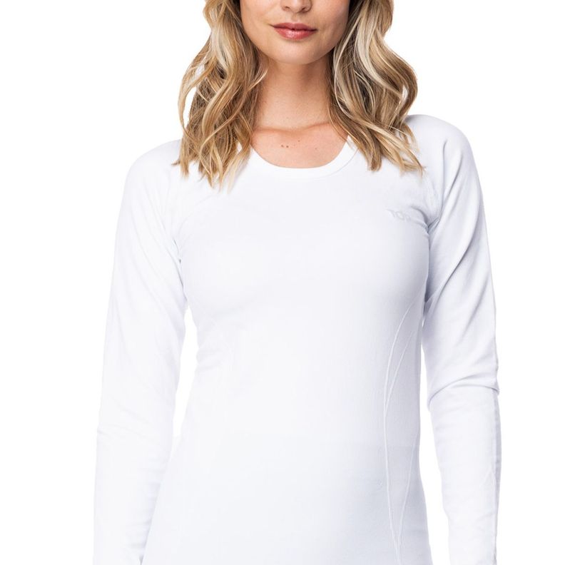 Camiseta Mujer Deportiva Primera Capa Microfibra Blanca C2 TOP-0