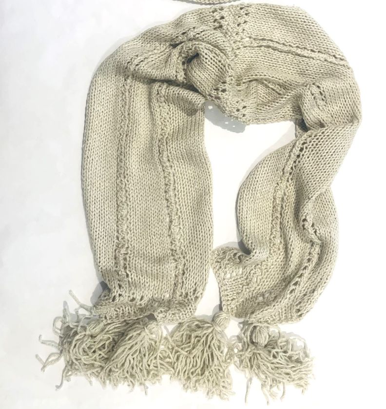 bufanda de lana con lurex tejida a mano diseño exclusivo-0