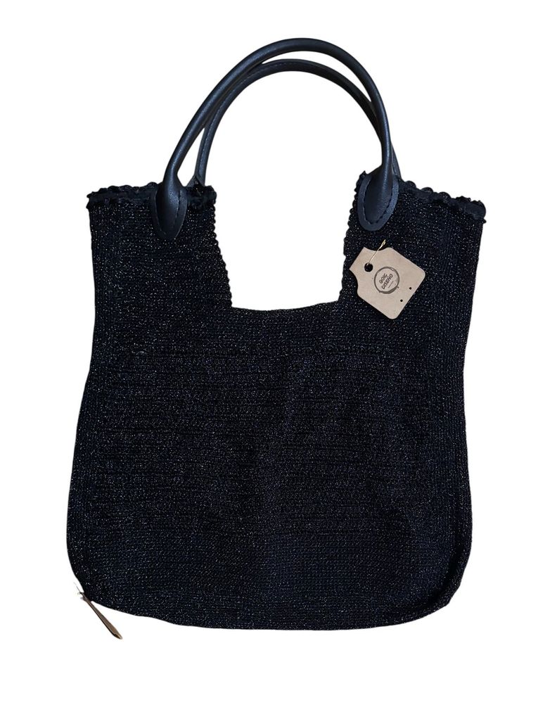 cartera de hilo metalico color negro hecha a mano diseno exclusivo