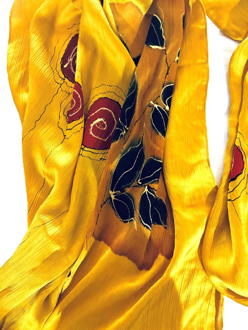 PAÑUELO DE VISCOSA CON SEDA PINTADO A MANO DISEÑO EXCLUSIVO-1