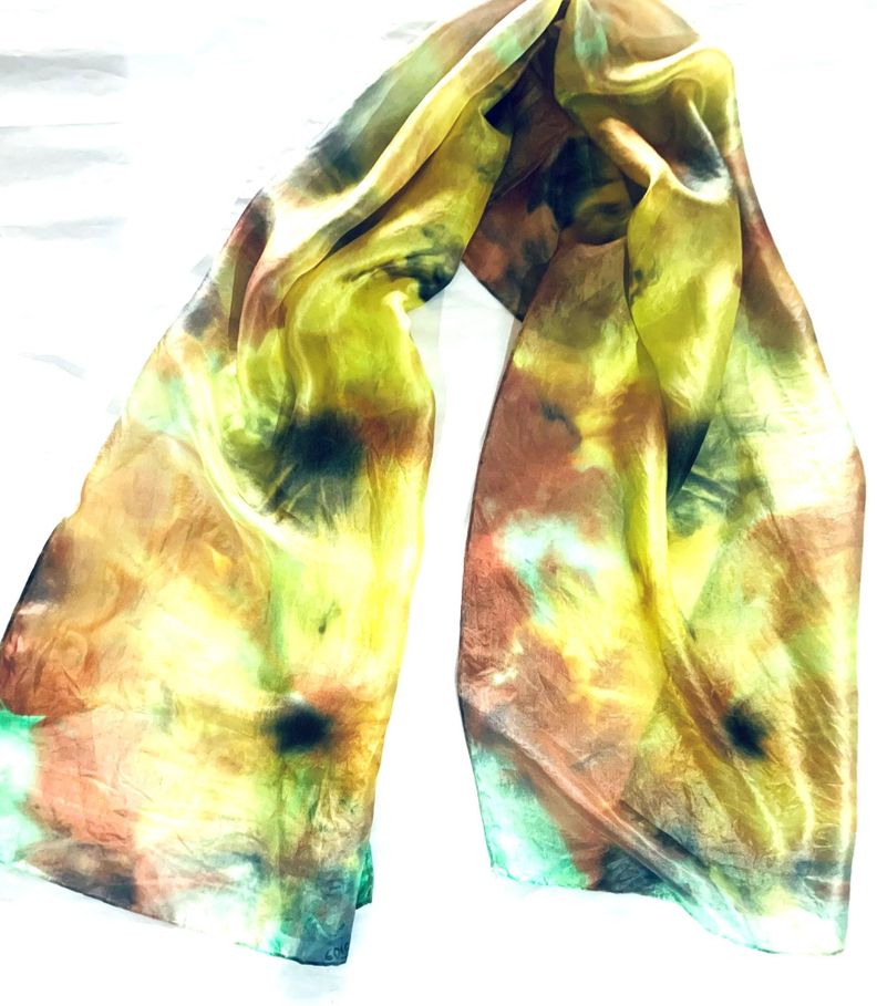 pañuelo rectangular hecho a mano en seda natural,  Producto exclusivo-0