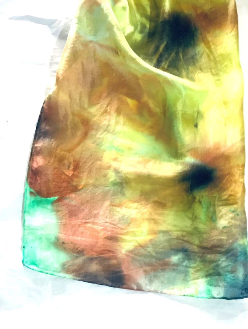 pañuelo rectangular hecho a mano en seda natural,  Producto exclusivo-1